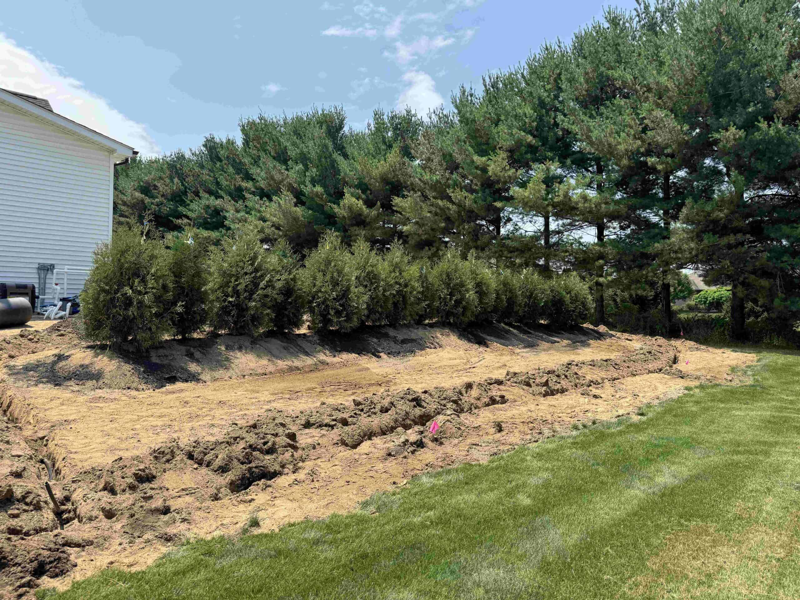 Finished landscaping installation of French drain