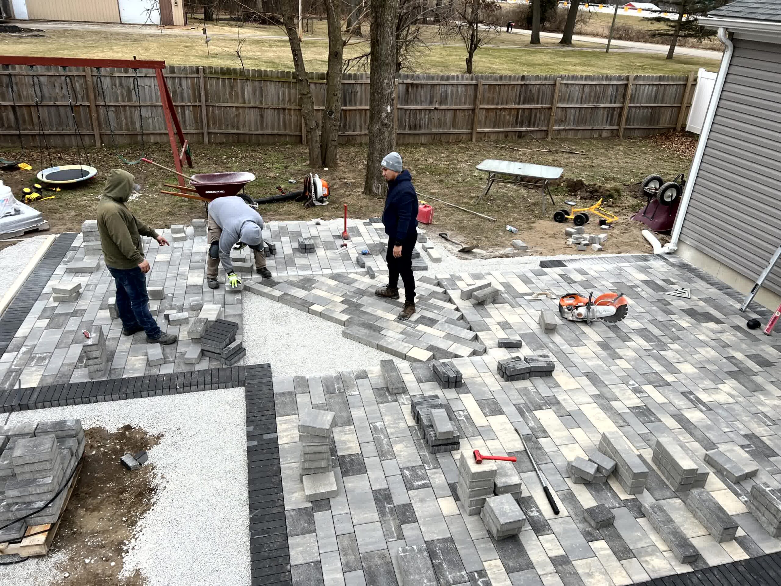 Busy Lil Beavers crew working hard to finish a project for a client.