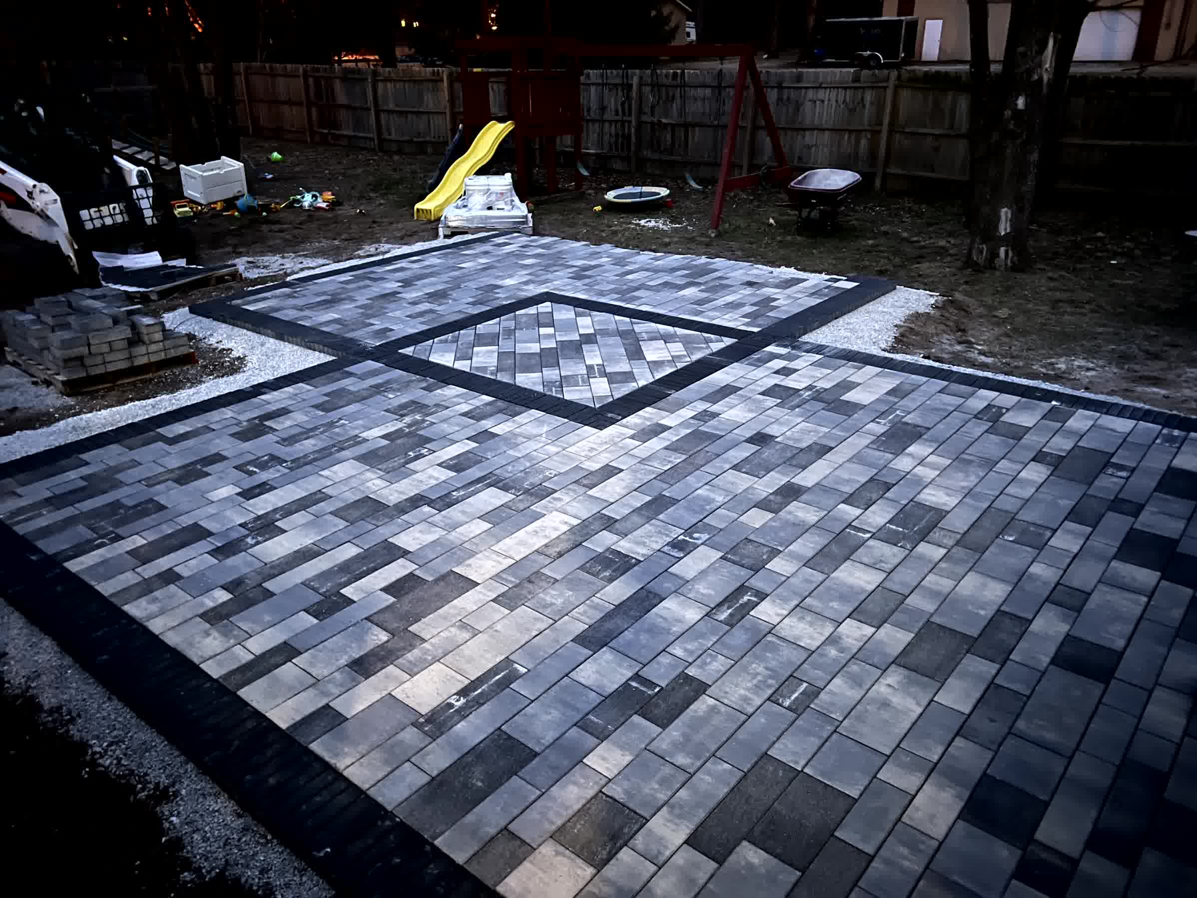 A professionally crafted paver patio that our crew installed.